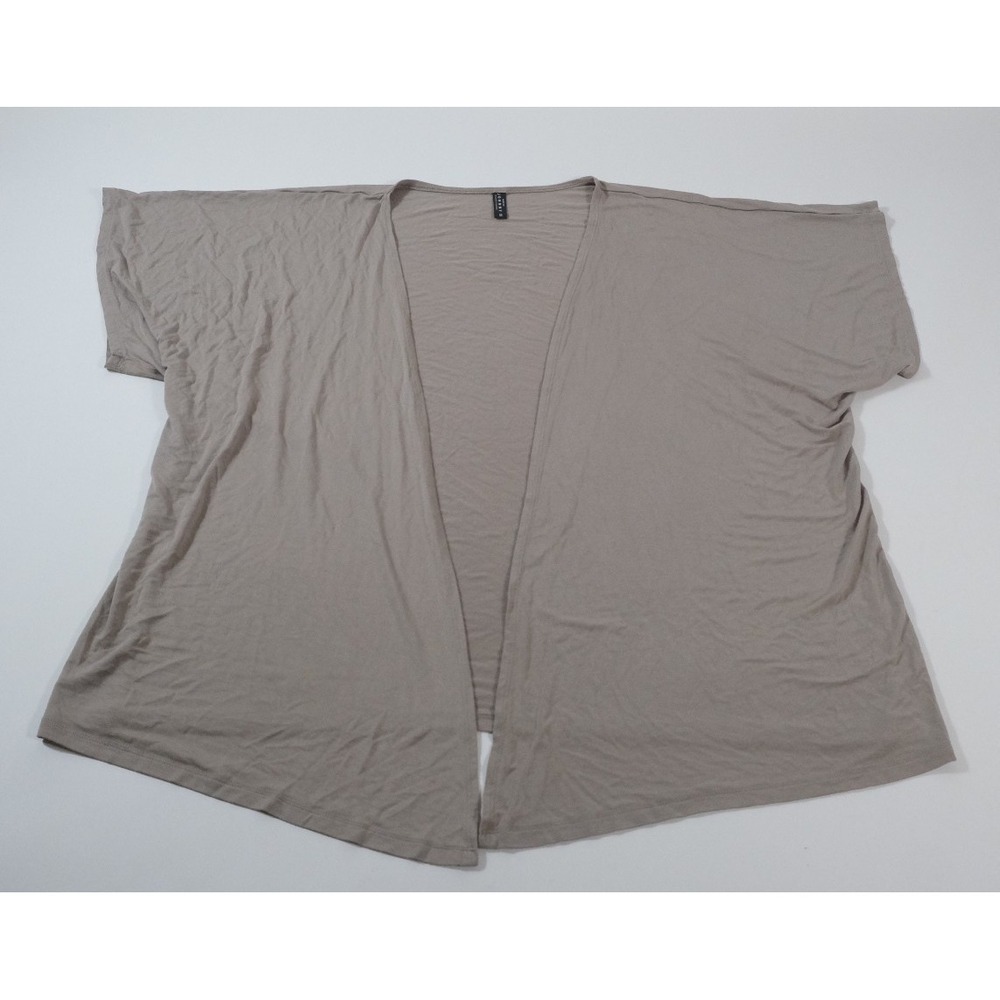 Made By Johnny Cardigan Womens M Brown Open Front Split Back Short Sleeve Dolman